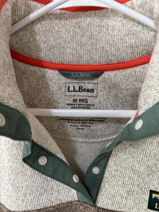 L.L.Bean Women's Sweater Fleece Pullover Colorblock Snap-Neck M REG - Picture 3 of 5